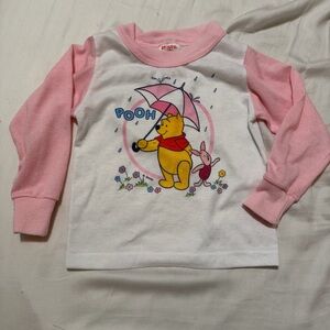 Vintage Disney Pink and White Winnie The Pooh Long Sleeve Tee 3t